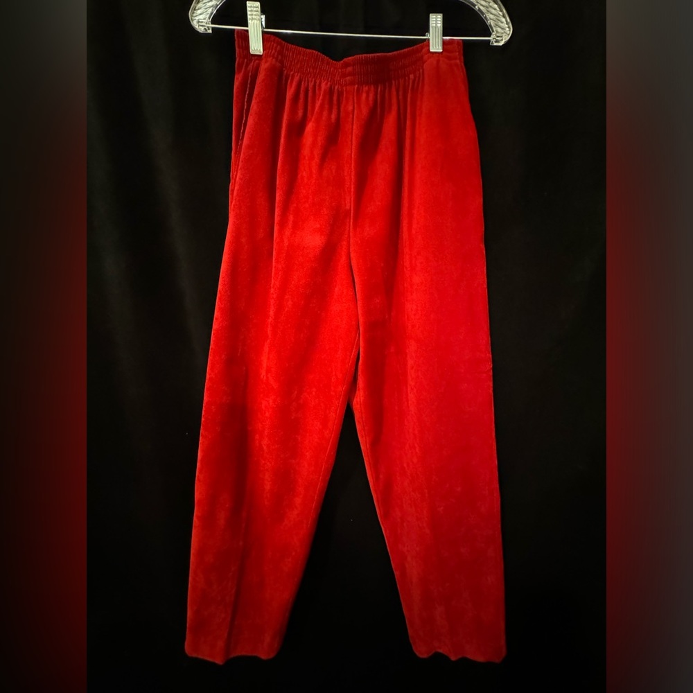 EUC Alfred Dunner red faux suede plants